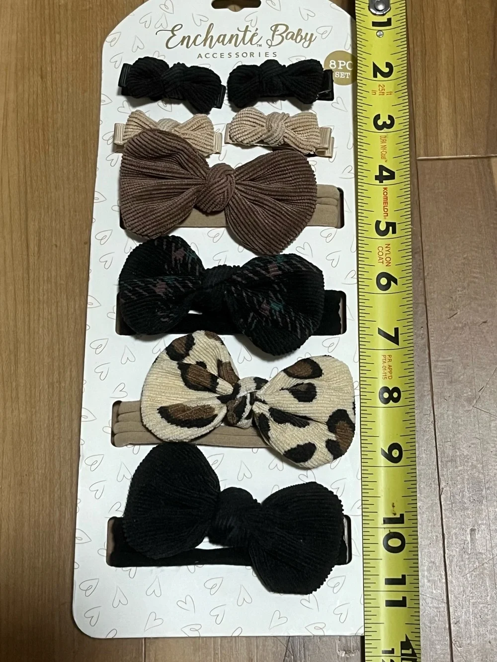 Enchanté Baby 8 Pc Bow Hair Accessories Set | Clips & Soft Nylon Headbands | NWT